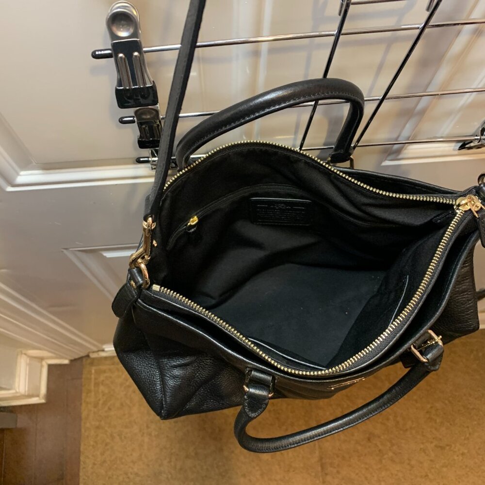 Coach Morgan Black Pebbled Leather Top Handle Satchel Bag Purse Retail $498.00 - Picture 4 of 12